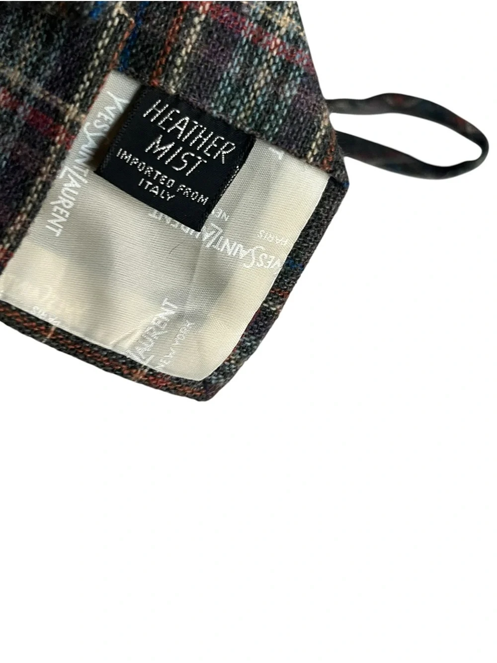 Yves Saint Laurent Plaid Wool Tie with Multicolor Accents